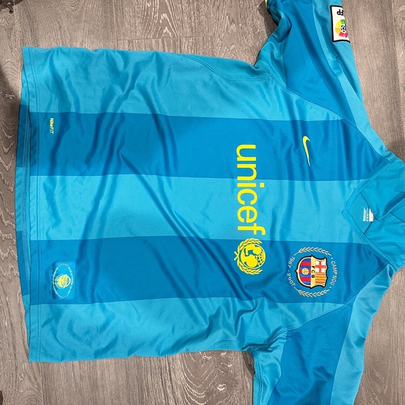 Nike Teal and Yellow Soccer Jersey Barcelona fc
